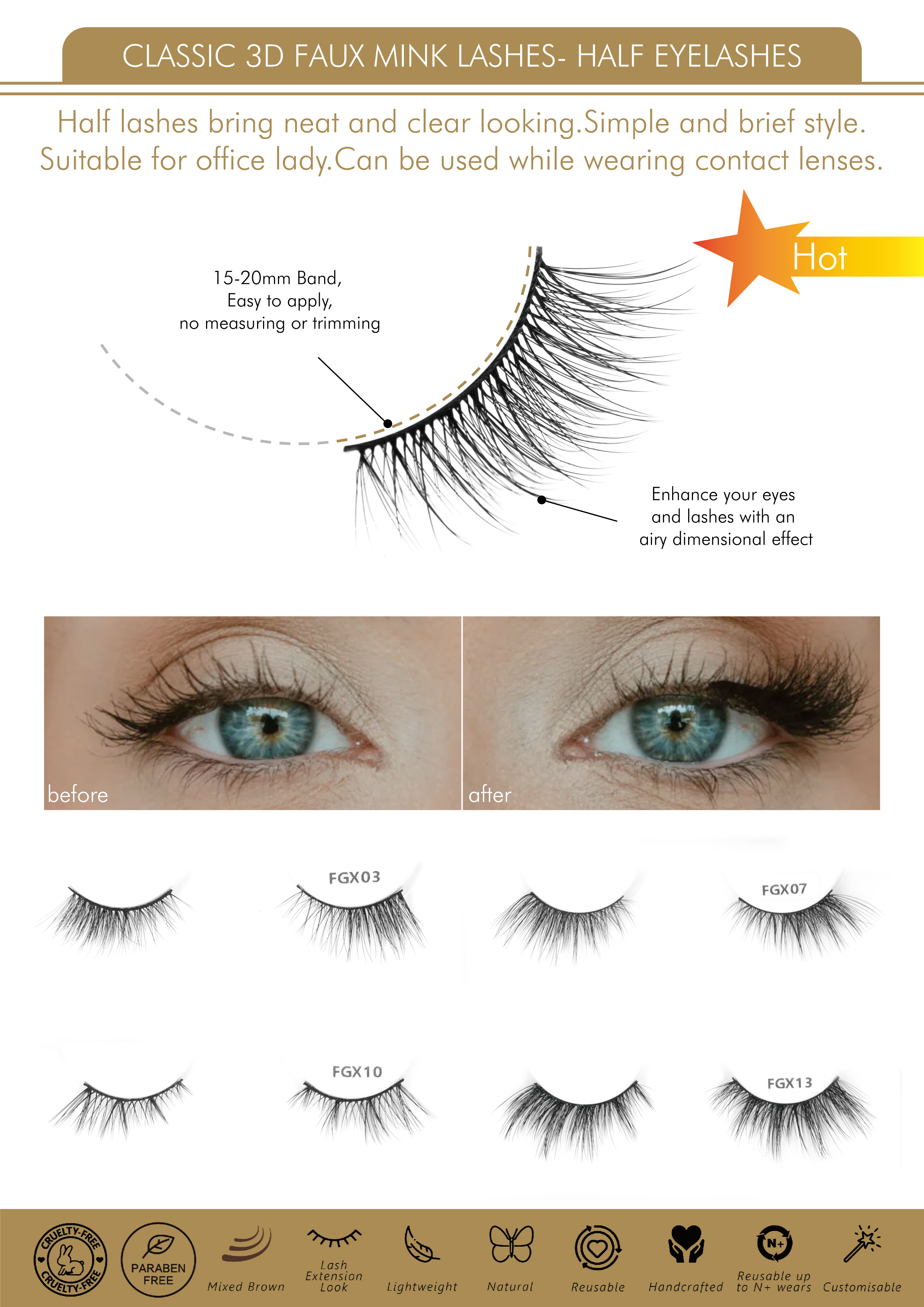 Classic 3D Faux Mink Half Eyelashes natural lightweight half false lashes Classic 3D Faux Mink Half Eyelashes Natural Lightweight Half Lashes Classic 3D Faux Mink Half Eyelashes 3D faux mink half lashes classic half eye (1).jpg